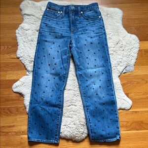 Madewell Classic Straight Jean with Black Heart Design